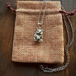 Dalmatian Jasper Teddy Bear Necklace Dalmatian Necklace Y2K Crystal Necklace